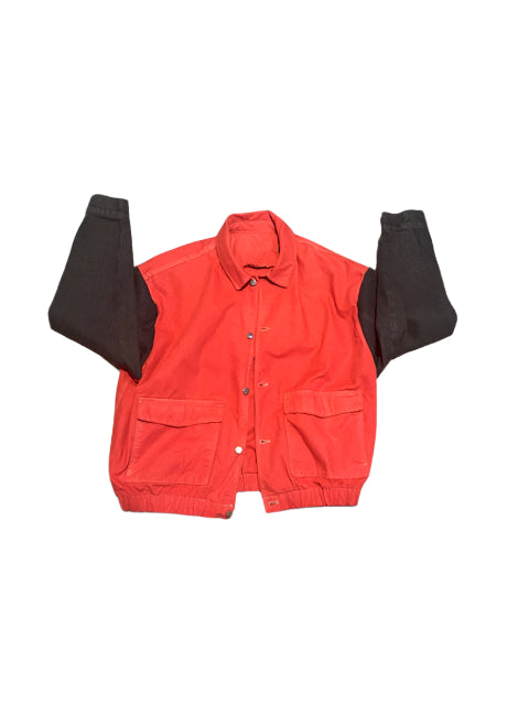 Bright Red Jacket w/ charcoal denim sleeves - Size XL
